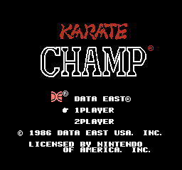 Karate Champ title screen for NES